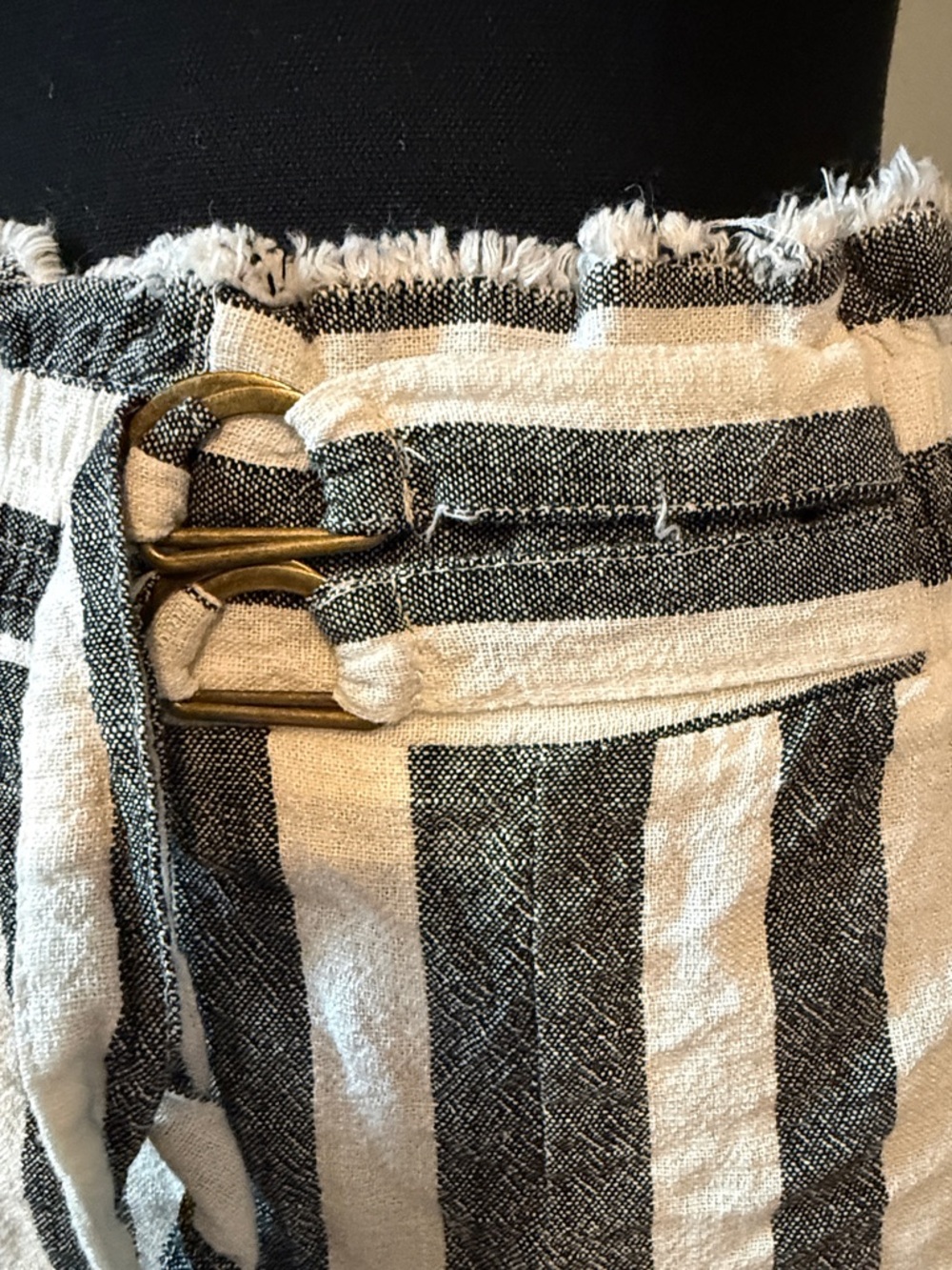 Umgee Black and White Striped High Waist Shorts - Picture 2 of 5
